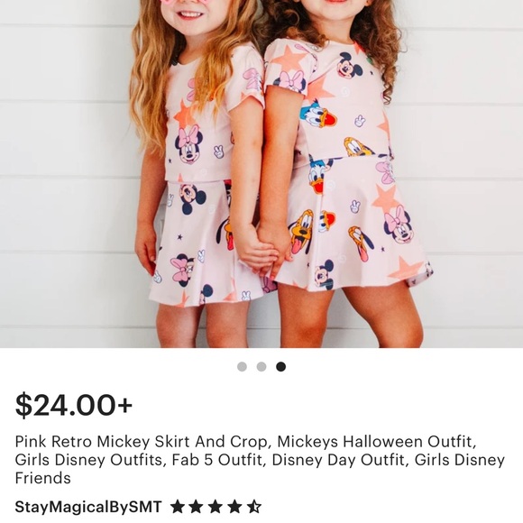 Pink Retro Mickey and friends crop two piece - Picture 2 of 2